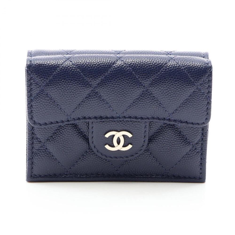 CHANEL Blue Caviar Leather Wallet